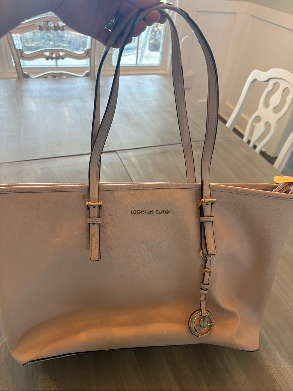 Michael Kors Blush Leather Tote with Gold Accents